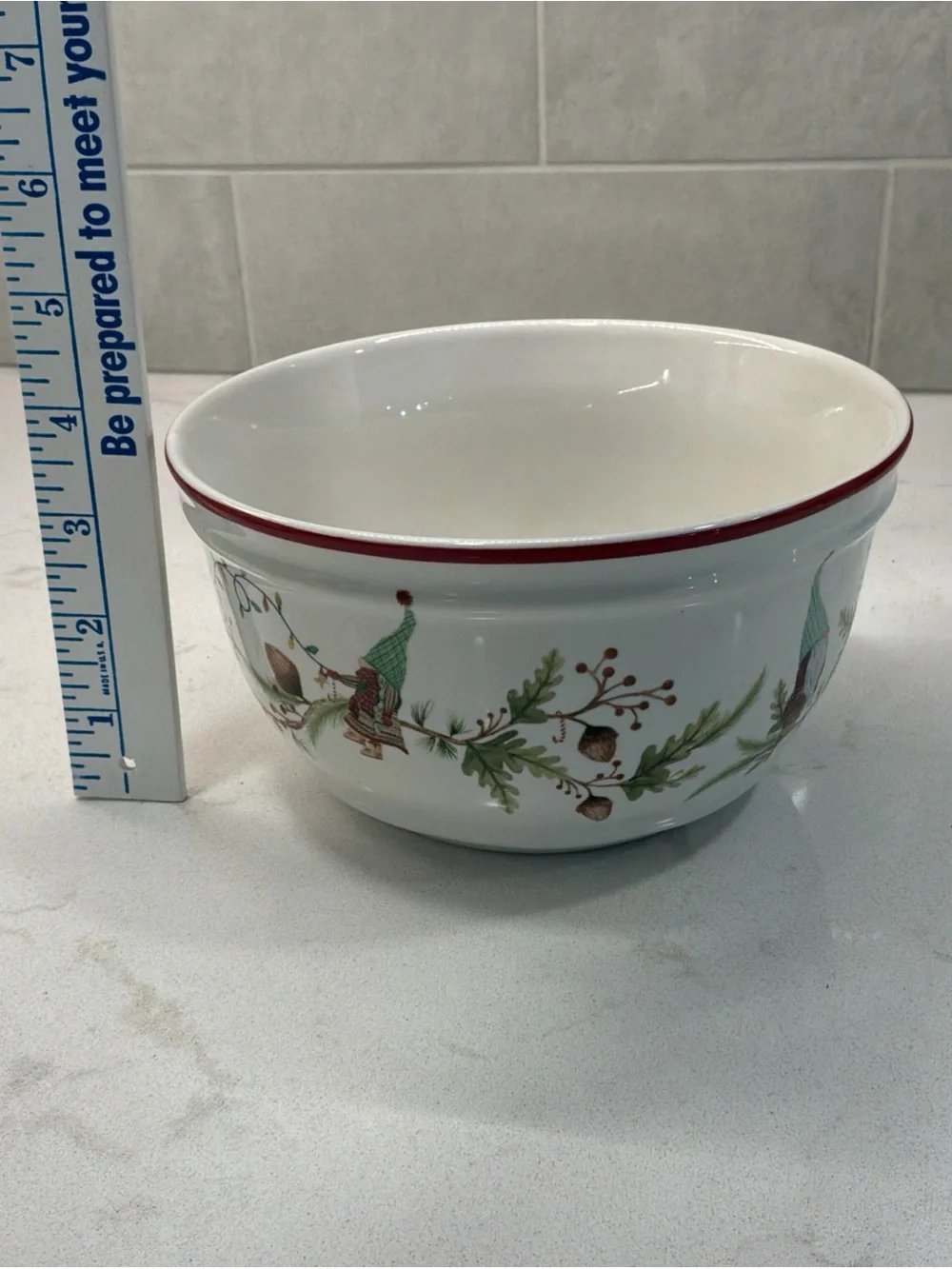 Pottery Barn Forest Gnome Serving Bowl Small Sz Nesting Set Holiday Christmas